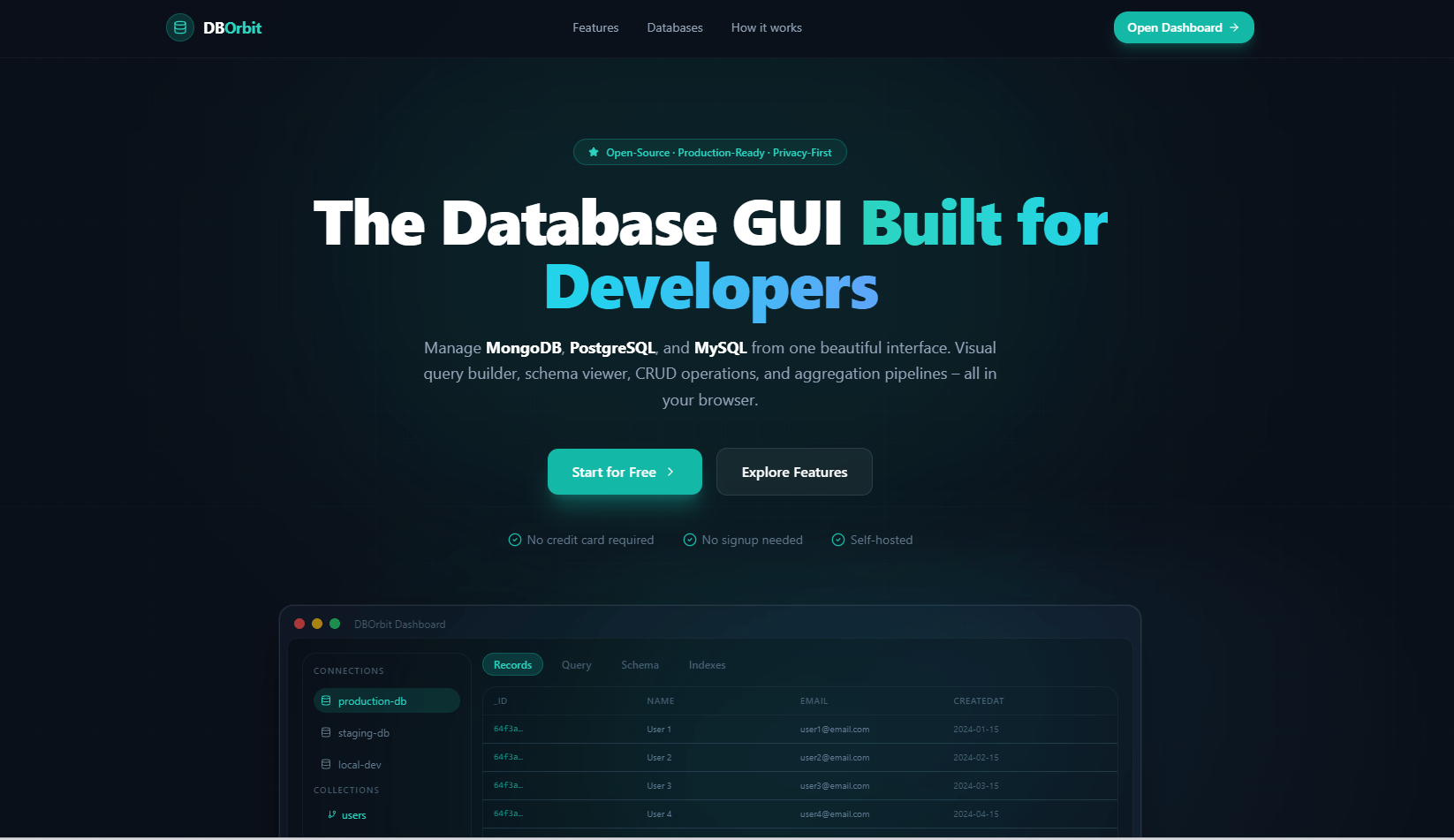 DB Orbit – Database Dashboard & Data Management System